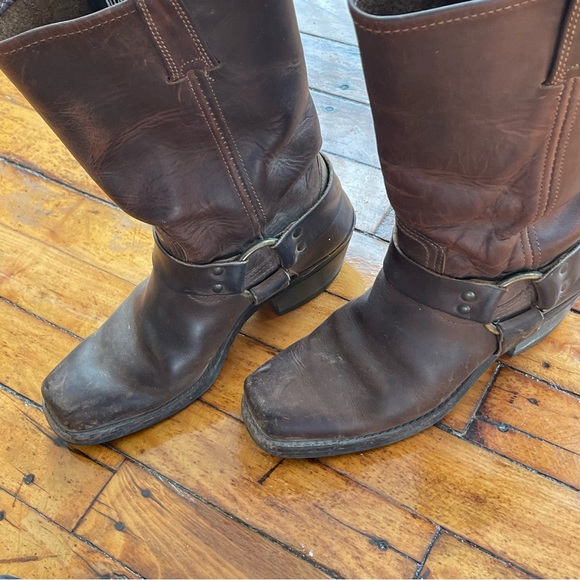 Frye Brown Leather Combat & Moto Boots - Picture 6 of 6